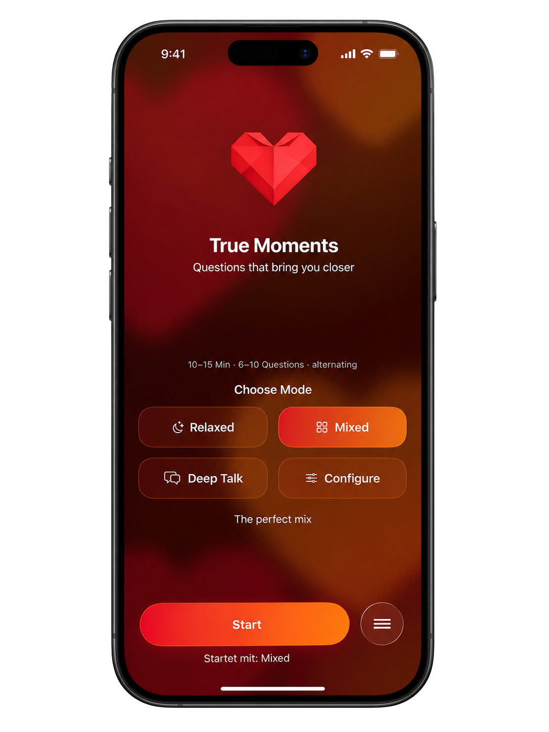 True Moments home screen on an iPhone